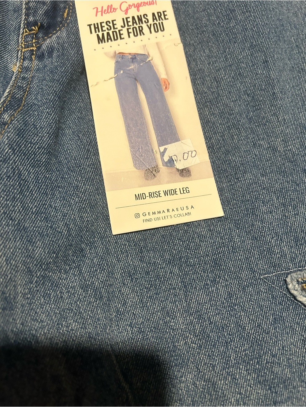 Gemma Rae mid-rise, wide-leg, non-stretch (with star Patch’s) denim jeans - Picture 7 of 10